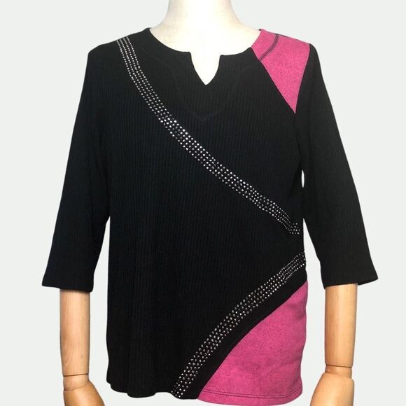 Onque Casuals Large Blouse Embellished Long Sleeve Knit - Picture 1 of 7